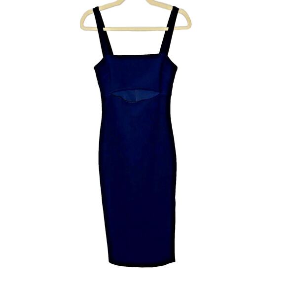Bec + Bridge Sexy Navy Thin Strap Peek-A-Boo Midriff Cutout Zip Midi Dress 4 - Picture 2 of 13